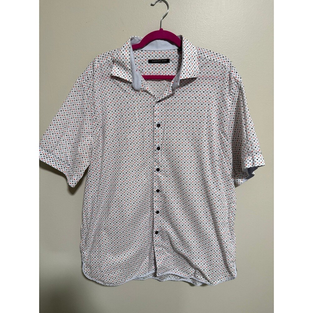 Hammer Made Men’s Short Sleeve Geometric Print Button Down Shirt size XXL
